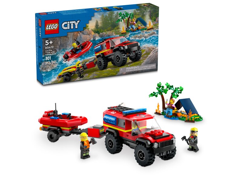 Läs mer om LEGO City Fire 4x4 Brandbil med räddningsbåt 60412