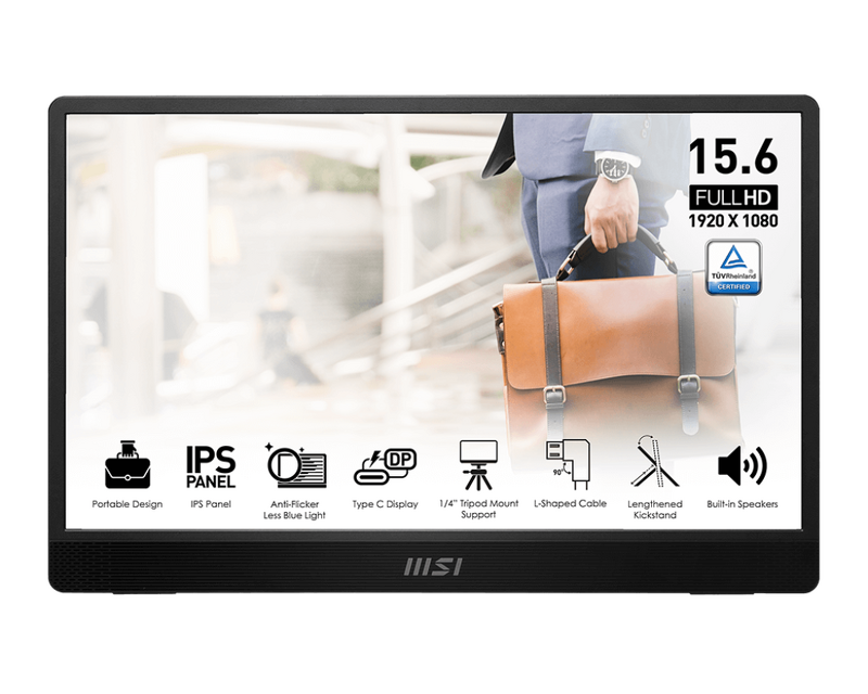 Product Image for MSI PRO MP161 E2 / 15,6" / IPS / 1920 x 1080 / 60 Hz / 2xUSB-C / Mini HDMI / AMD Adaptive-Sync