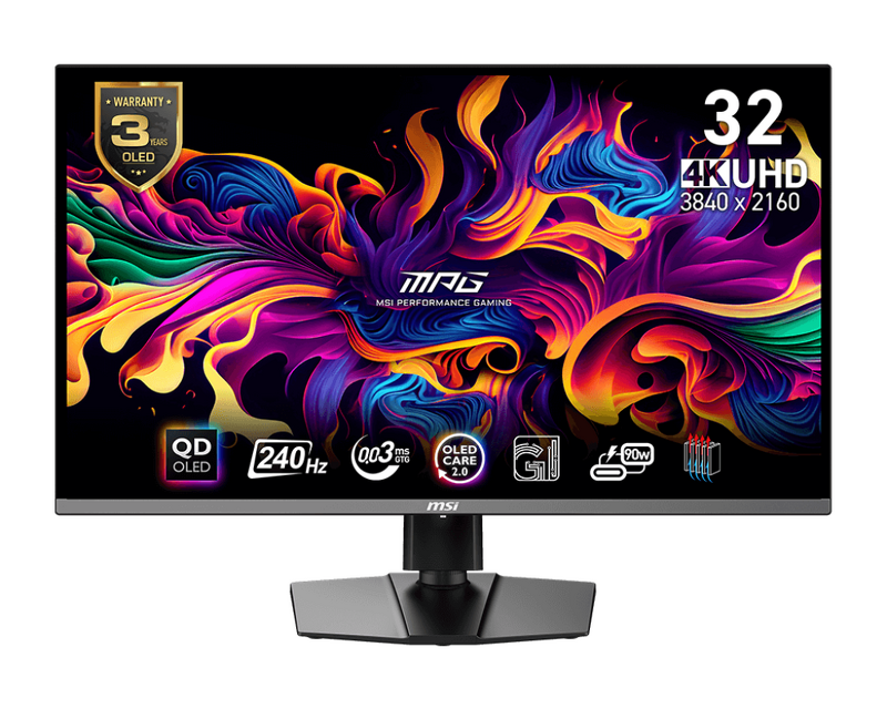 Product Image for MSI MPG 321URX QD-OLED / 32" / QD-OLED / 3840x2160 / 240 Hz / HDMI,DP,USB-C / Adaptive-Sync / VESA