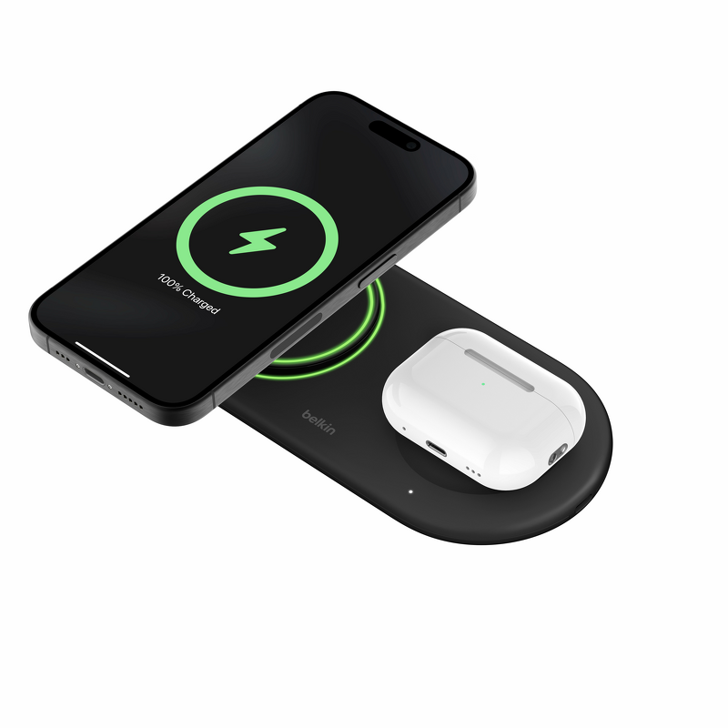Product Image for Belkin BoostCharge Pro 2-i-1 trådlös laddare med magnetisk Qi2 15W - Svart