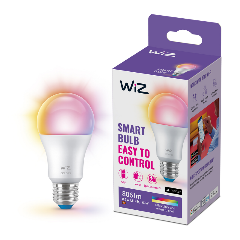 Product Image for WiZ Wi-Fi BLE 60W A60 E27 822-65 RGB 1PF/6