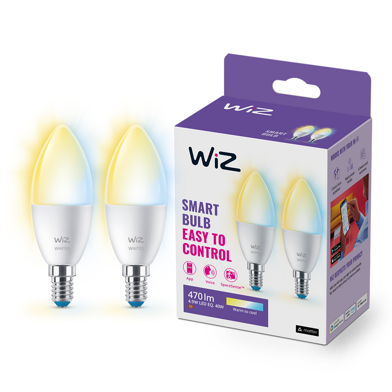 Product Image for WiZ Wi-Fi Warm white 40W C37 E14 - 2 pack