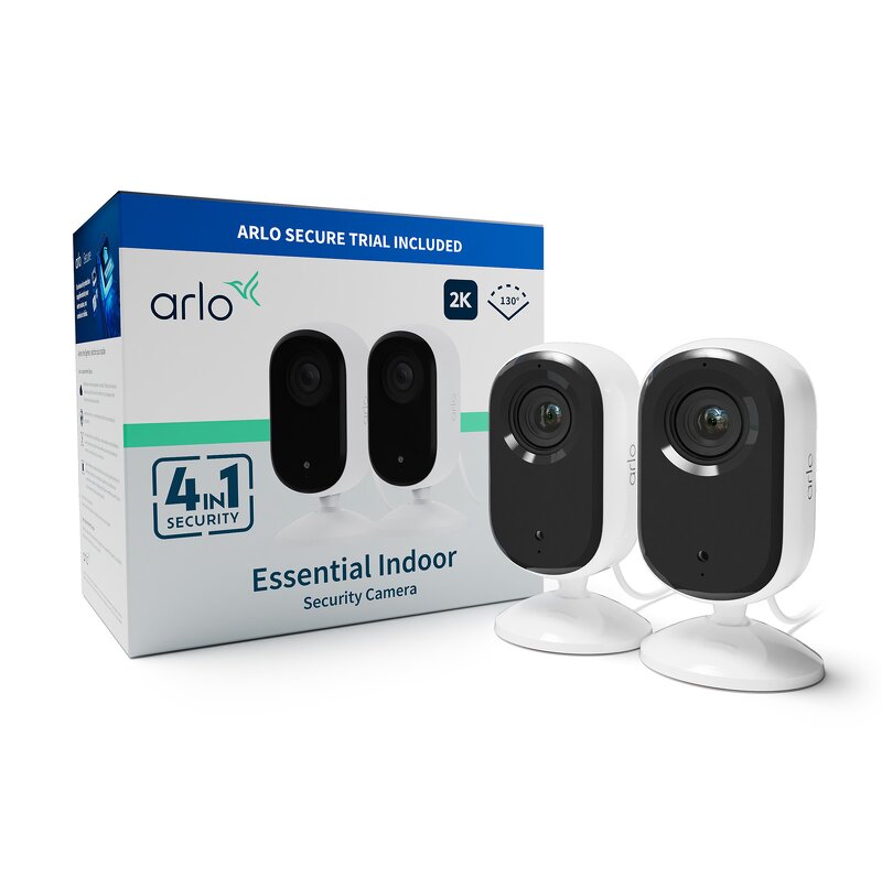 Läs mer om Arlo Essential 2 2K Indoor Camera 2-Pack