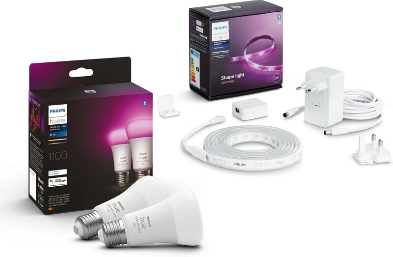 Philips Hue Lightstrip Plus V4 / Startpaket / 2m + 9W / A60 / E27 / 2-pack