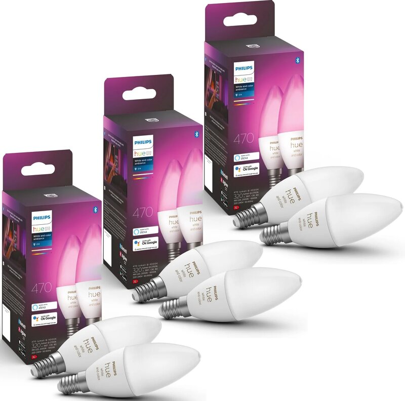 Philips Hue White and Color Ambience 5,3W / B39 / E14 / 6-pack