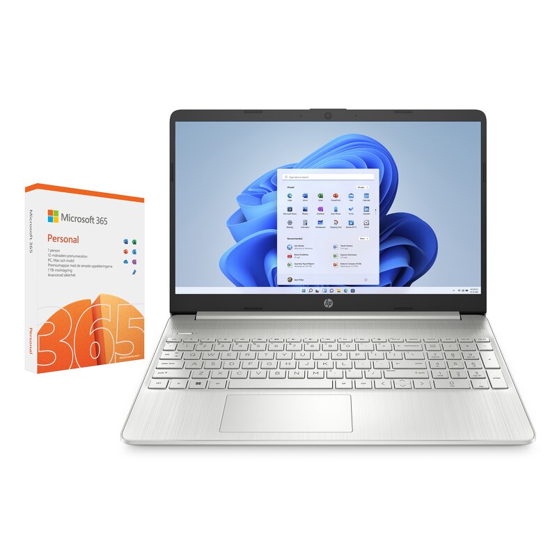 HP Laptop 15s-eq2045no 15.6″ + Microsoft 365 Personal – 1 år / 1 person