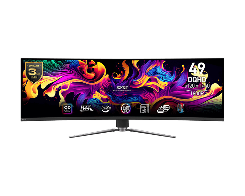 Product Image for MSI MPG 491CQP QD-OLED / 49" / 5120 x 1440 / 144 Hz / 0,03ms / 2xHDMI,DP,USB-C / AdaptiveSync