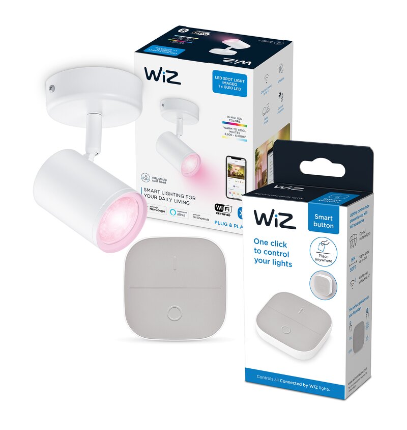 WiZ IMAGEO Spots 1x5W W 22-65K RGB - White + Portable Button