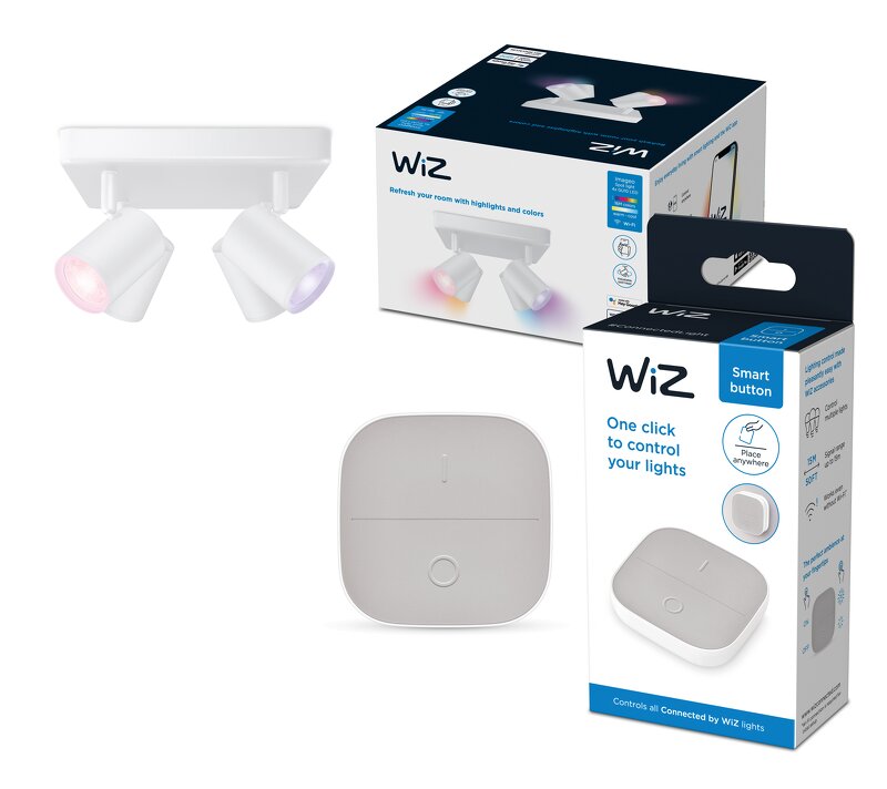 WiZ IMAGEO RGB Spots 4x5W – White + Portable Button