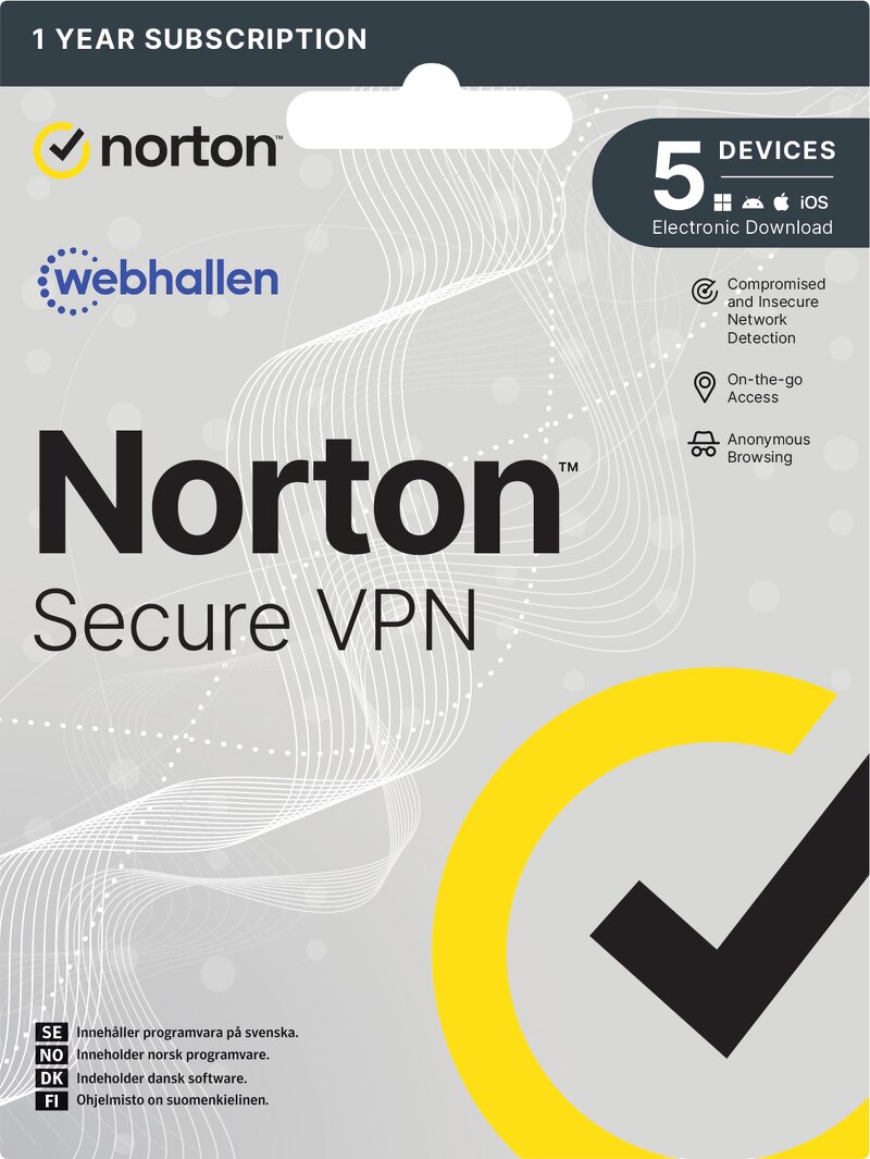 Norton Secure VPN / 1 år / 5 användare