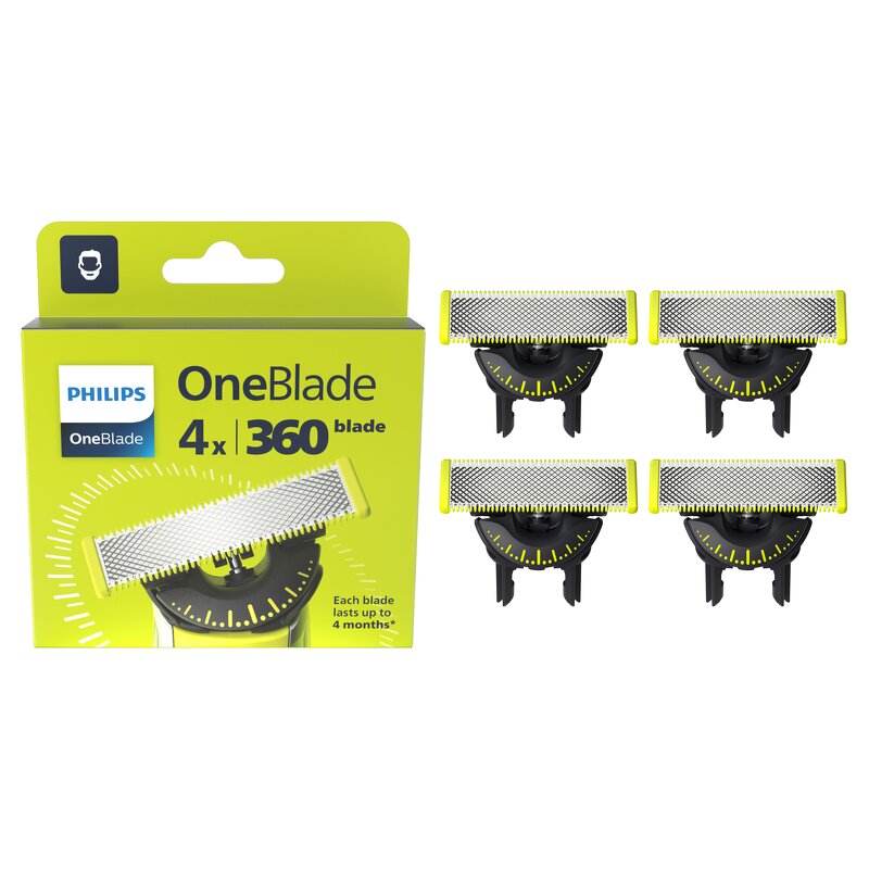 Läs mer om Philips OneBlade 4-pack 360 - ersättningsblad QP440/50