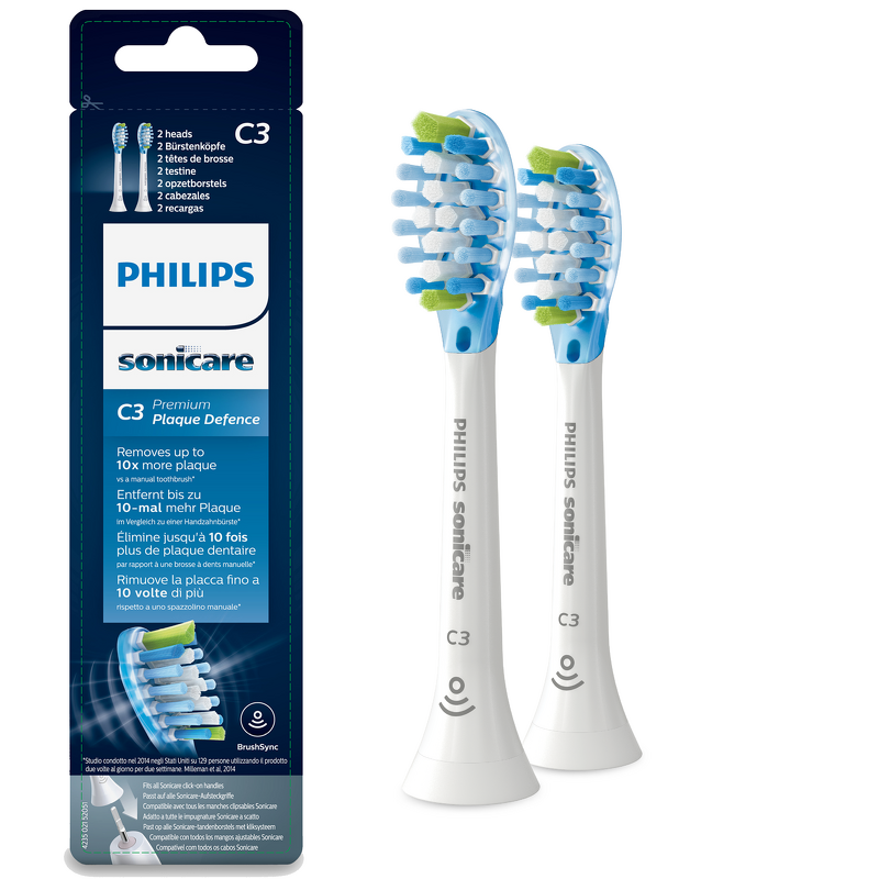Product Image for Philips C3 Premium Plaque Defence Borsthuvuden 2-pack HX9042/17 - Vit