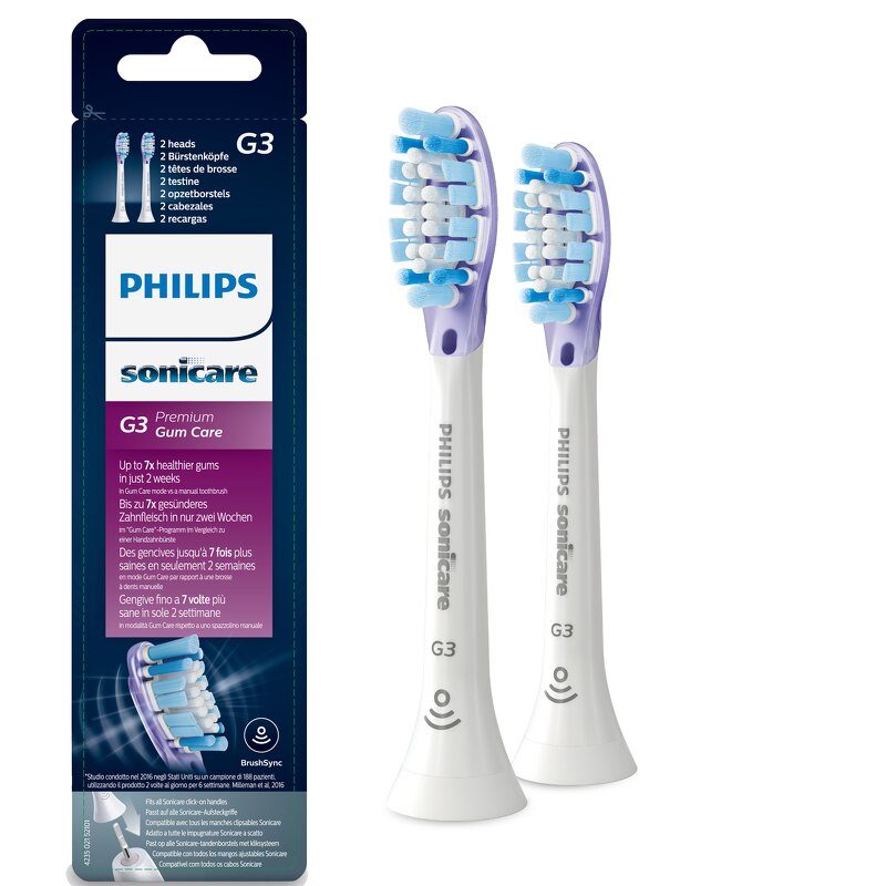 Philips G3 Premium Gum Care Borsthuvuden 2-pack HX9052/17- Vit