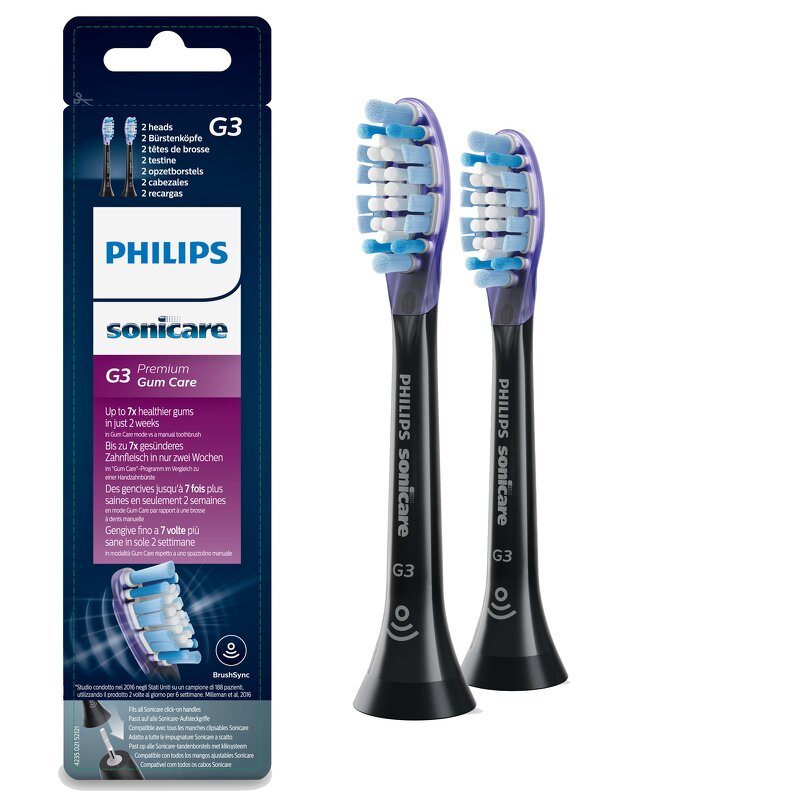 Philips G3 Premium Gum Care Borsthuvuden 2-pack HX9052/33 - Svart