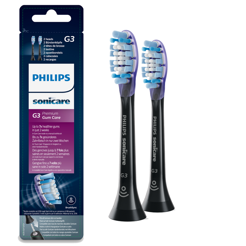 Product Image for Philips G3 Premium Gum Care Borsthuvuden 2-pack HX9052/33 - Svart