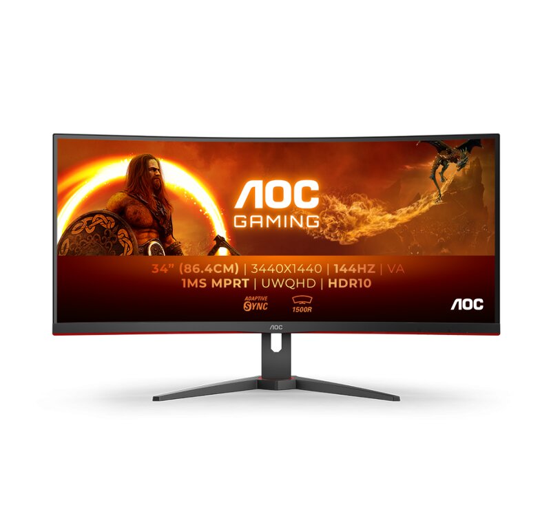 AOC CU34G2XE/BK Curved / 34" / 3440x1440 / VA / 144hz / 1ms / AMD FreeSync / 2xHDMI/DP