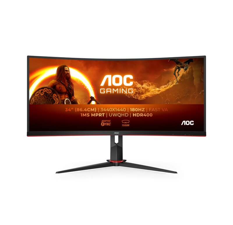 AOC CU34G2XP/BK Curved / 34″ / 3440×1440 / VA / 180hz / 1ms / AMD FreeSync / 2xHDMI/DP