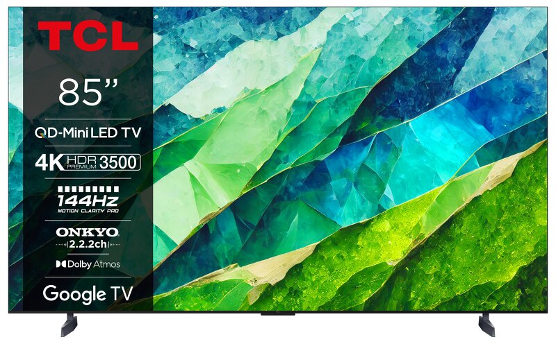 TCL 85C855 85" QLED PRO Mini LED-TV / 4K UHD / Smart Google TV / 144Hz