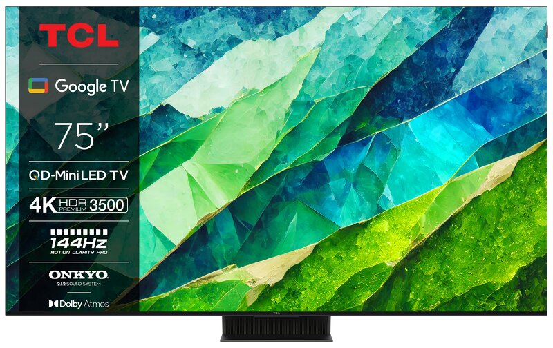 TCL 75C855 75″ QLED PRO Mini LED-TV / 4K UHD / Smart Google TV / 144Hz