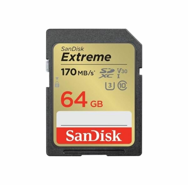 SanDisk Extreme – 64GB SDXC Memory Card + 1 år RescuePRO Deluxe / 170MB/s /& 80MB/s / UHS-I / Class (Fyndvara – Klass 2)