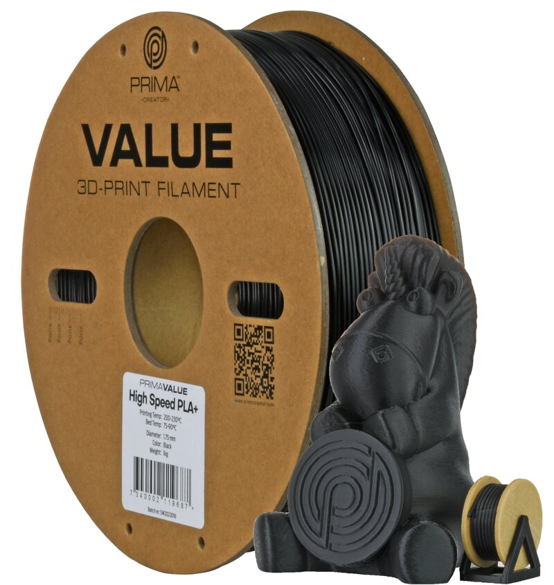 PrimaValue PLA+ High Speed – 1.75mm – 1kg – Svart