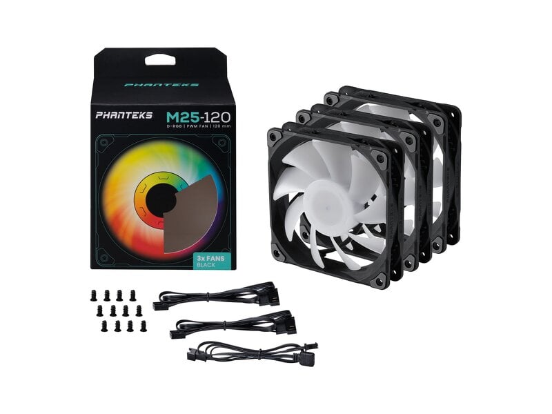 Phanteks M25 / PWM / 120mm / DRGB / 3-pack – Svart