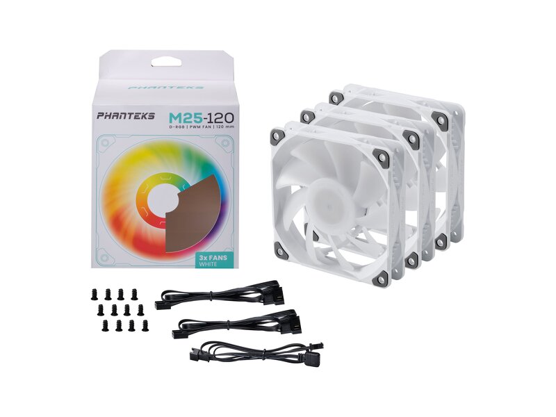 Phanteks M25 / PWM / 120mm / DRGB / 3-pack – Vit