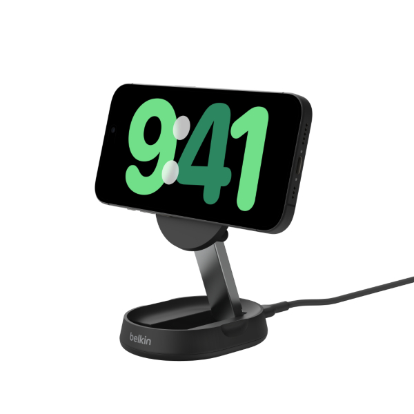 Product Image for Belkin Qi2 Pro 15W trådlöst justerbart magnetiskt laddningsställ - Svart (Fyndvara - Klass 1)