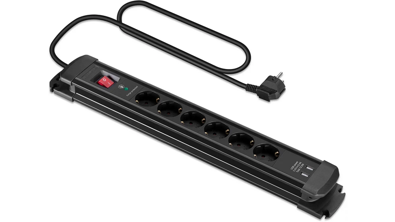 Product Image for Andersson Grenuttag med Överspänningsskydd x6 uttag / 2xUSB-A (12000A) - 1,5m