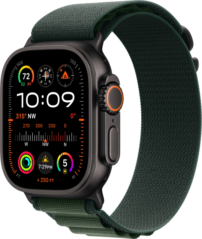 Product Image for Apple Watch Ultra 2 2024 GPS + Cel 49mm / Black Titanium Case / Dark Green Alpine Loop - M