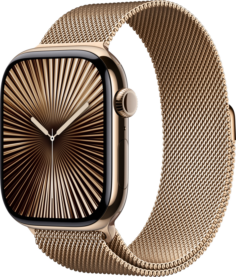 Product Image for Apple Watch Series 10 GPS + Cel 46mm / Gold Titanium Case / Gold Milanese Loop - M/L