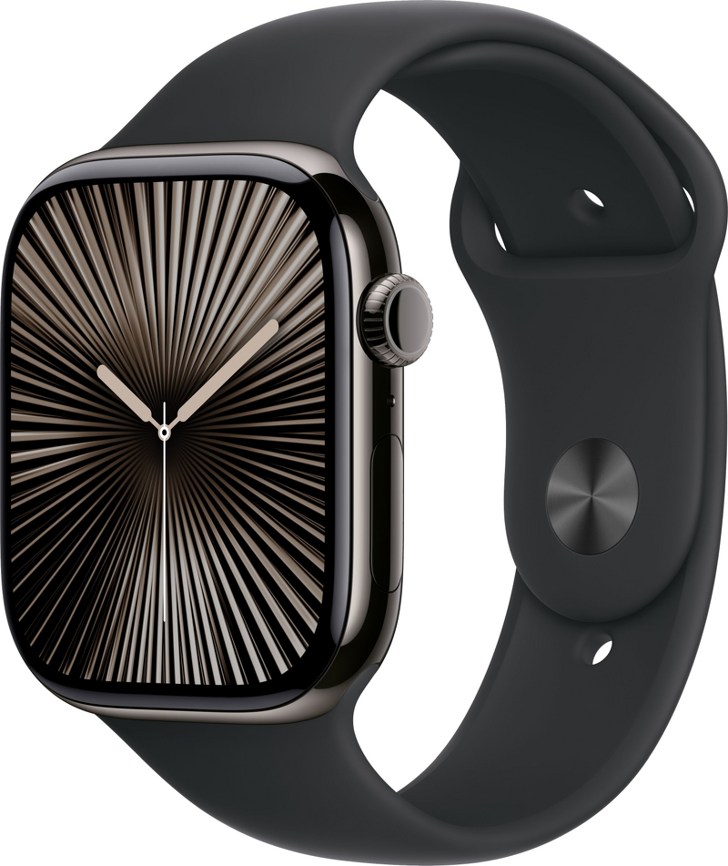 Product Image for Apple Watch Series 10 GPS + Cel 46mm / Slate Titanium Case / Black Sport Band - M/L