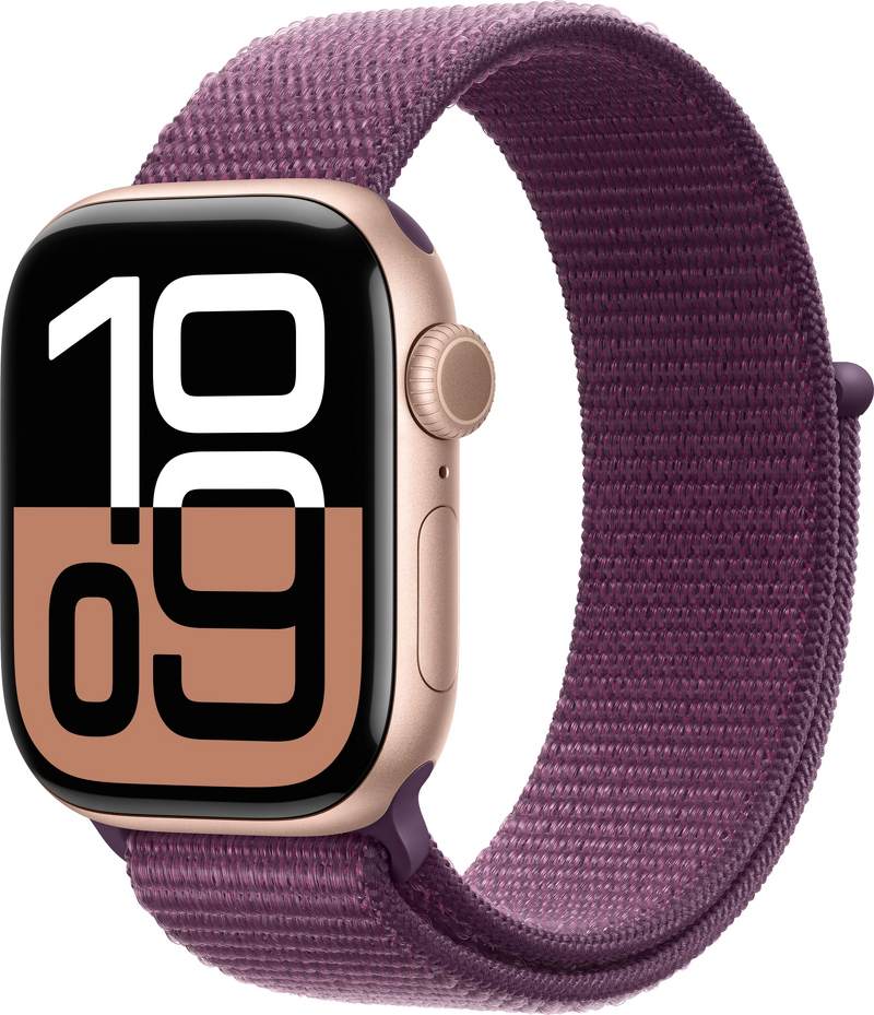 Product Image for Apple Watch Series 10 GPS 42mm / Rose Gold Aluminium Case / Plum Sport Loop