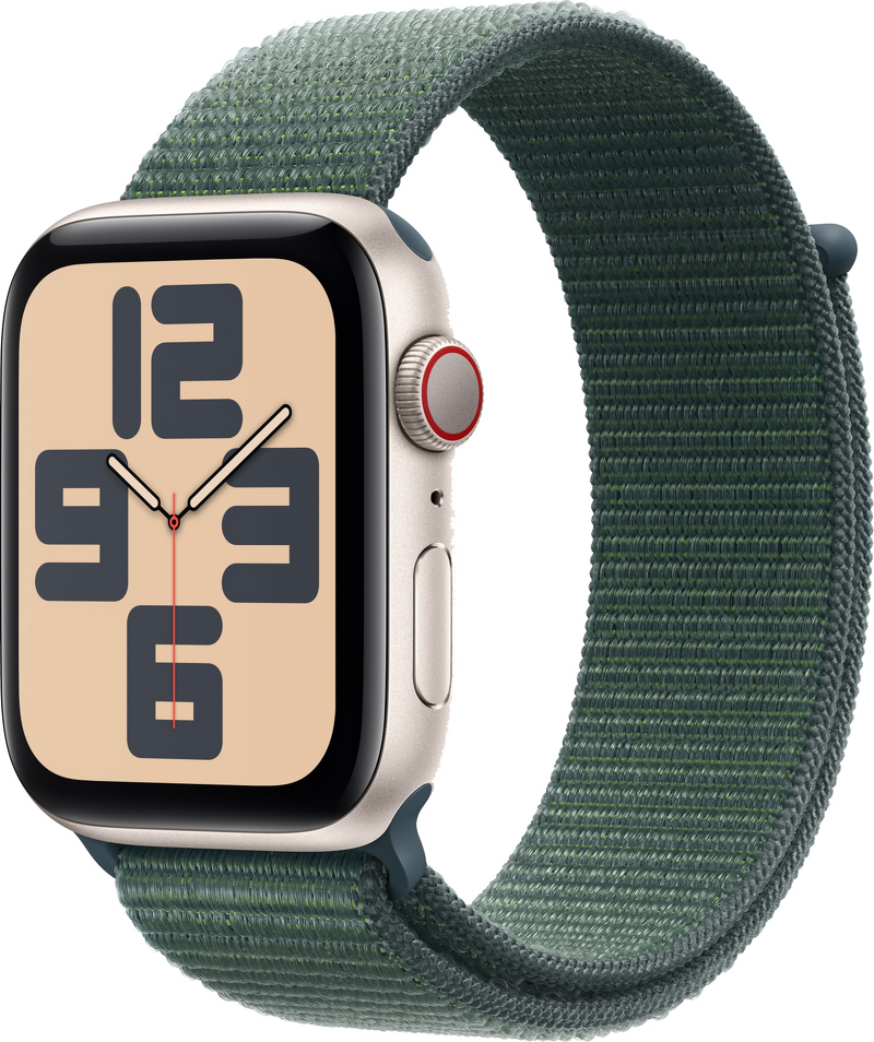 Product Image for Apple Watch SE 2024 GPS 44mm Starlight Aluminium Case / Lake Green Sport Loop