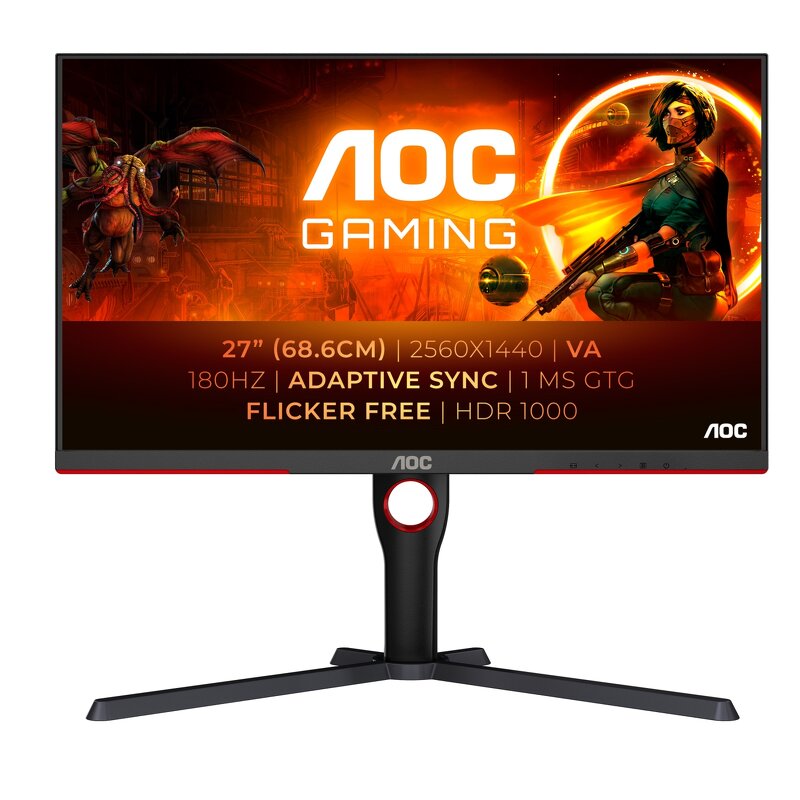 AOC Q27G3XMN/BK / 27″ / VA / 2560×1440 / 180Hz / 1ms