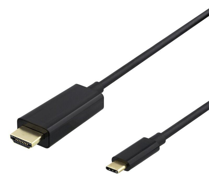 Deltaco USB-C – HDMI kabel / 4K UHD / Gold plated / 1m – Svart