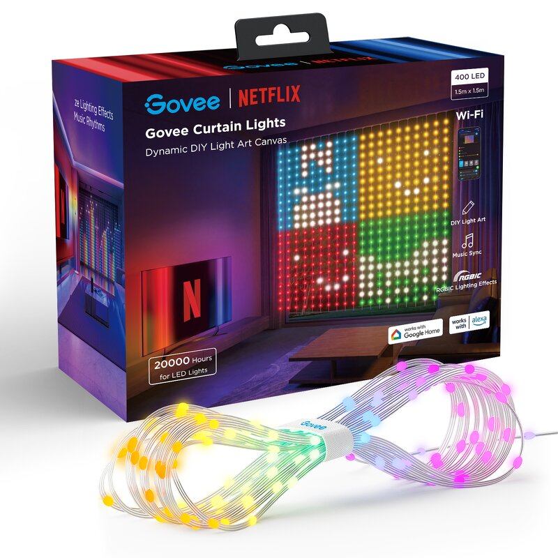 Govee WiFi & Bluetooth Curtain Light (Netflix Version)