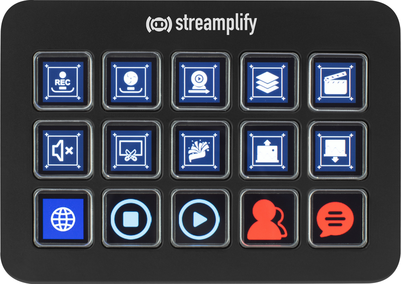 Product Image for Streamplify Streaming Deck One, 15 LCD keys, USB-Hub - Black