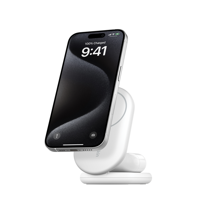 Product Image for Belkin 2-in-1 Magnetic Foldable Wireless Charger with Qi2 15W -  White