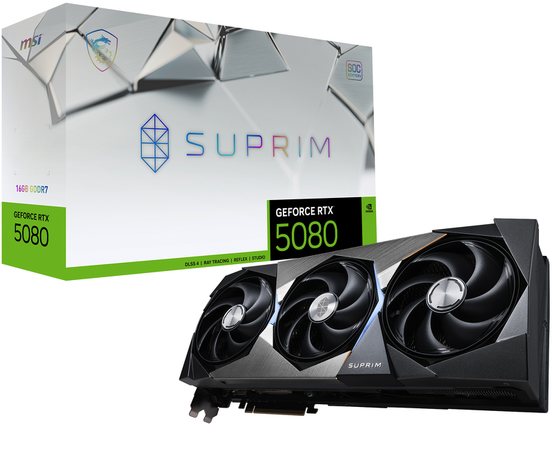 Product Image for MSI GeForce RTX 5080 16G SUPRIM SOC