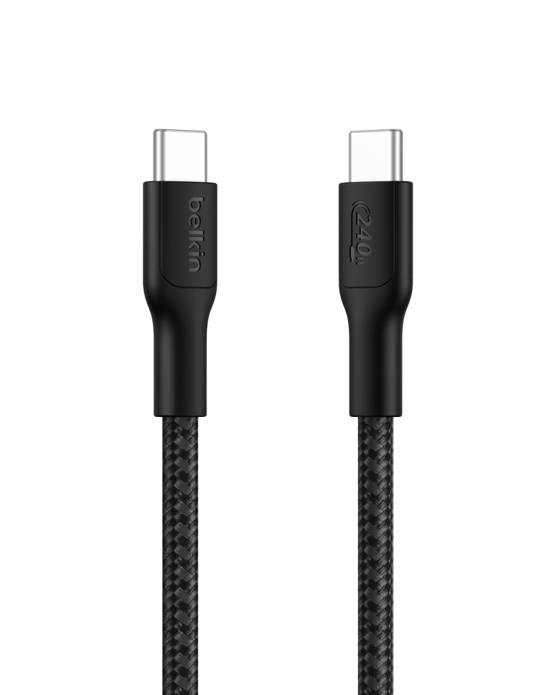 Product Image for Belkin BoostCharge-snabbladdningskabel USB-C till USB-C / Flätad / 240W / 1m - Svart