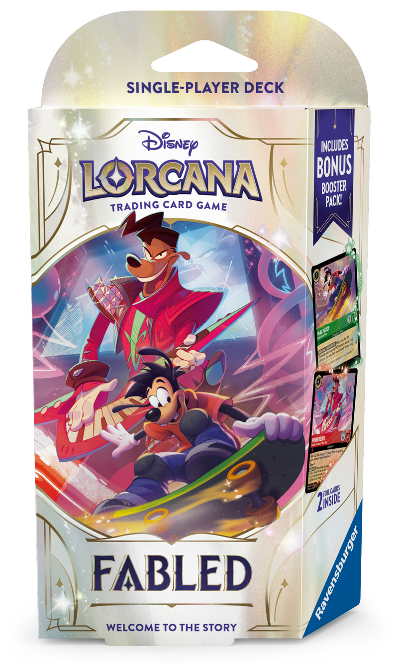 Product Image for Lorcana Fabled Emerald & Ruby Max Goof & Powerline Starter Deck