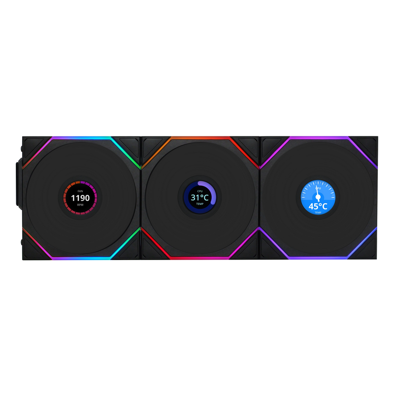 Product Image for Lian Li UNI FAN TL Wireless / LCD / Reverse / 120mm / 3-pack - Svart
