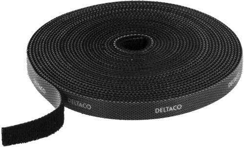 Deltaco Kardborreband 10mm bredd - 5m - Svart