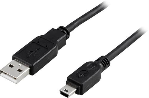 Deltaco Mini-USB 2.0 kabel 1m – Svart